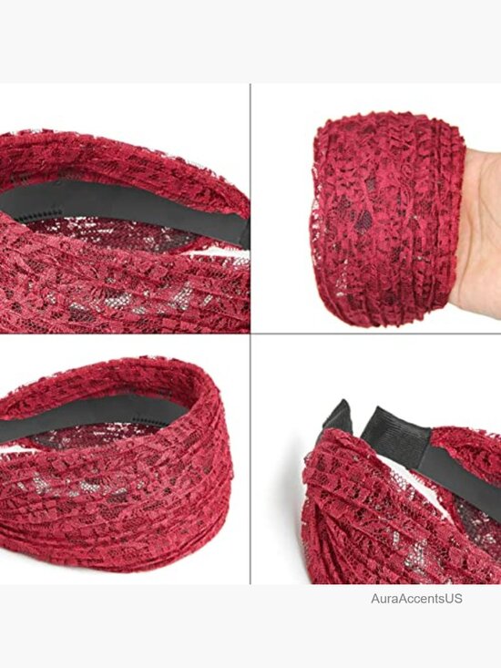 Wide Lace Headbands and Non Slip Elastic Hairbands with Teeth 5 Pack main image 6